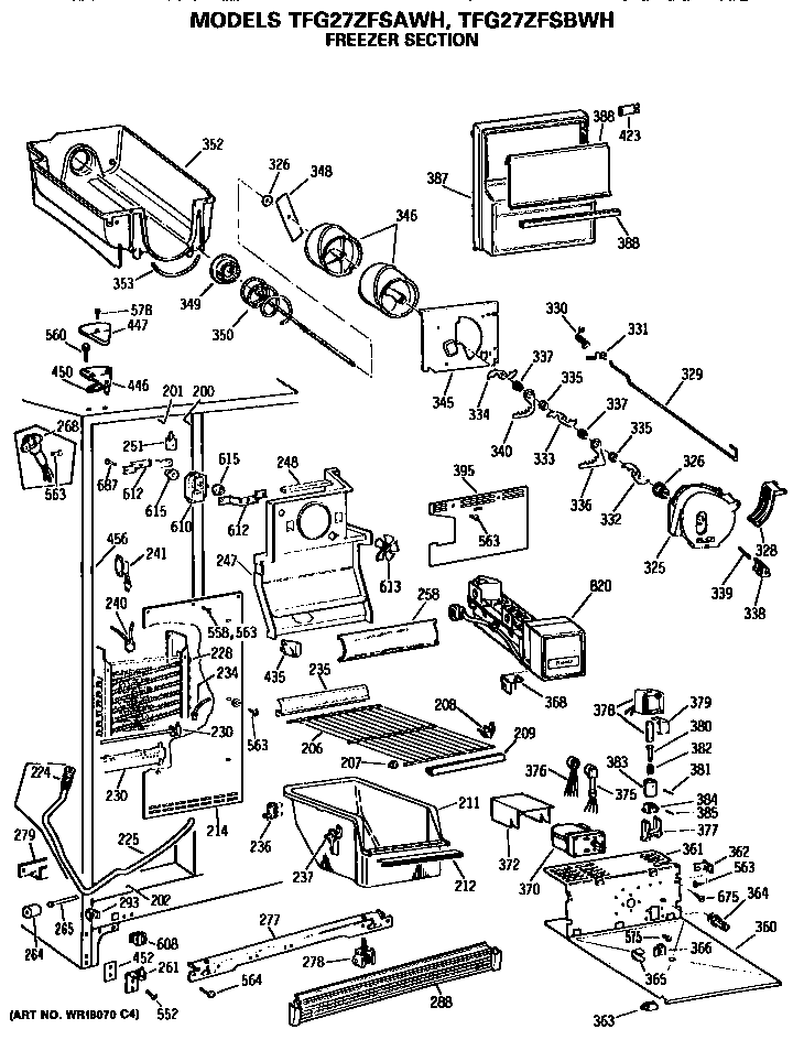 GE TFG27ZFSBWH freezer section diagram