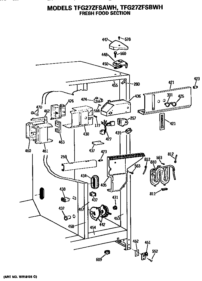 GE TFG27ZFSBWH fresh food section diagram