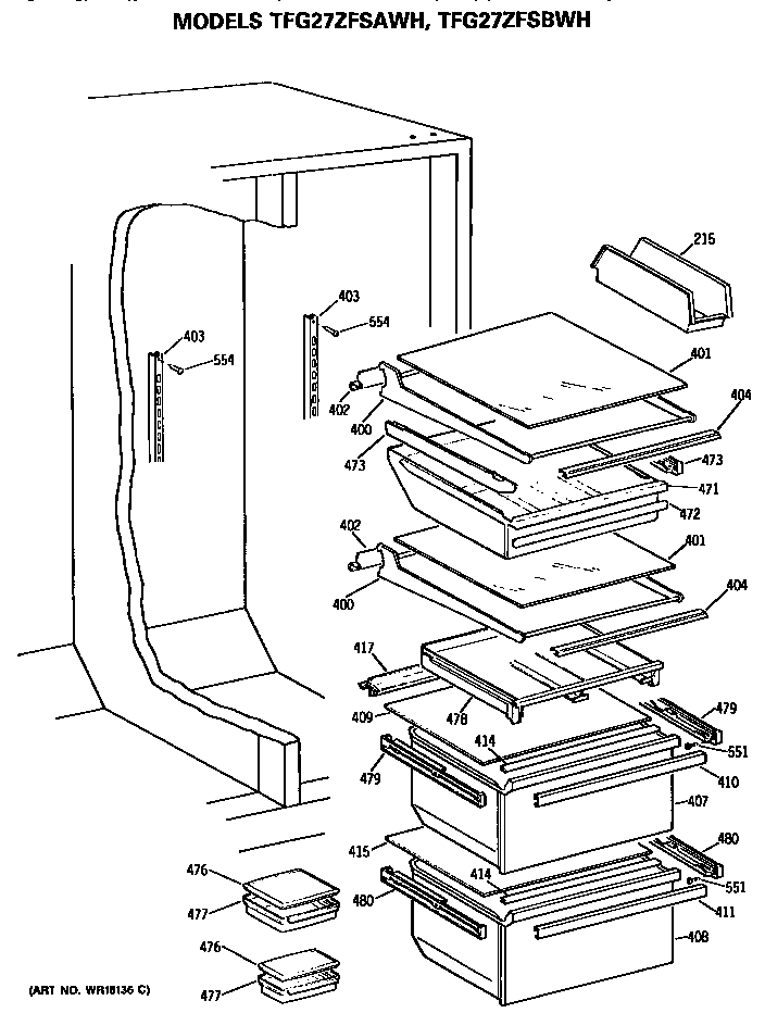 GE TFG27ZFSBWH shelfs diagram