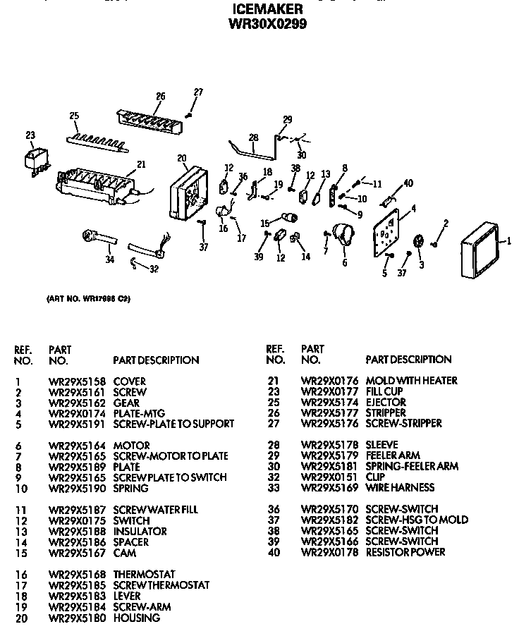 GE TFG27ZFSBWH icemaker diagram