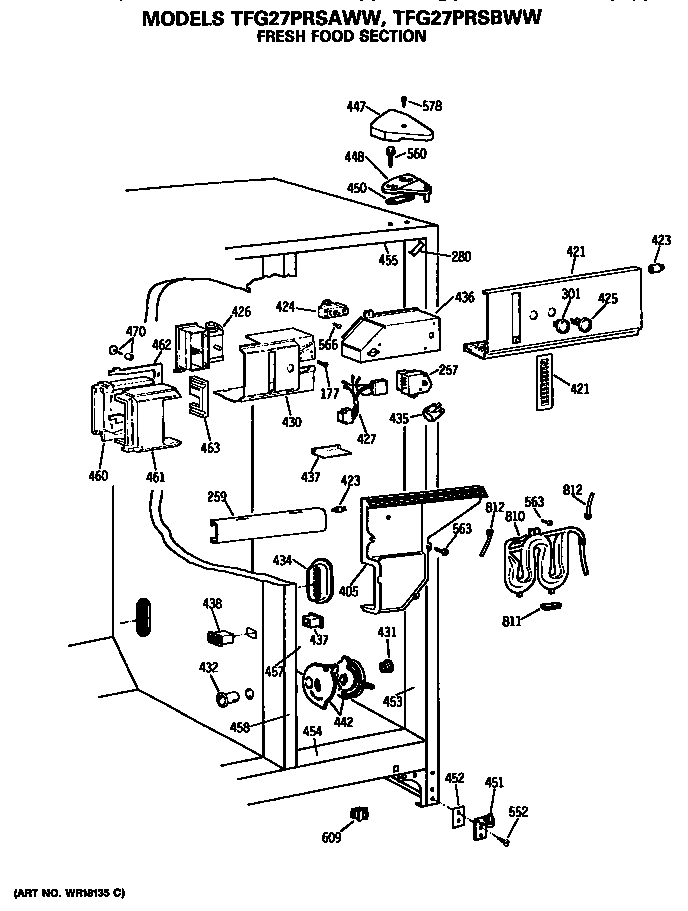 GE TFG27PRSAWW fresh food section diagram