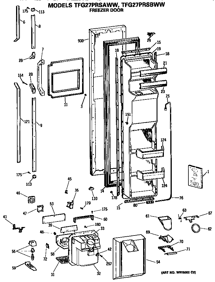 GE TFG27PRSAWW freezer door diagram