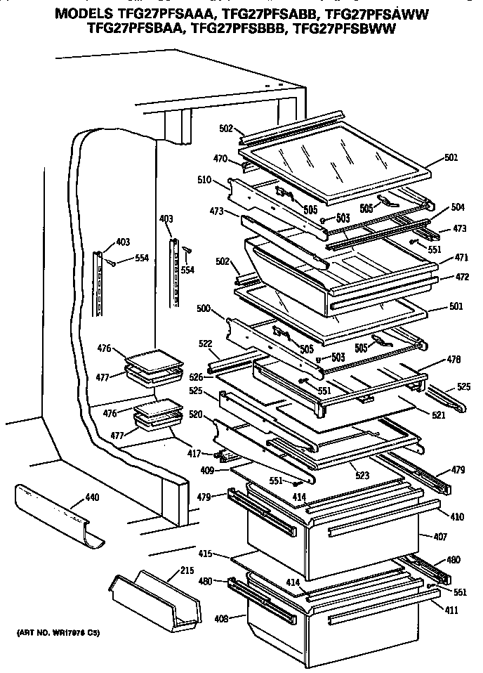 GE TFG27PFSBBB shelfs diagram