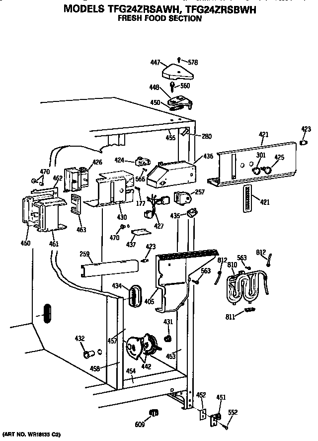 GE TFG24ZRSAWH fresh food section diagram