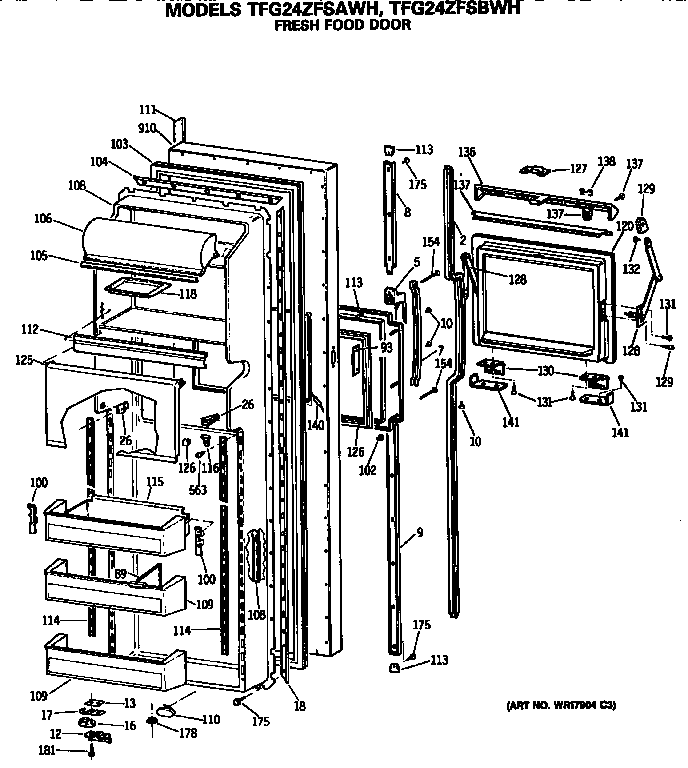 GE TFG24ZFSBWH fresh food door diagram