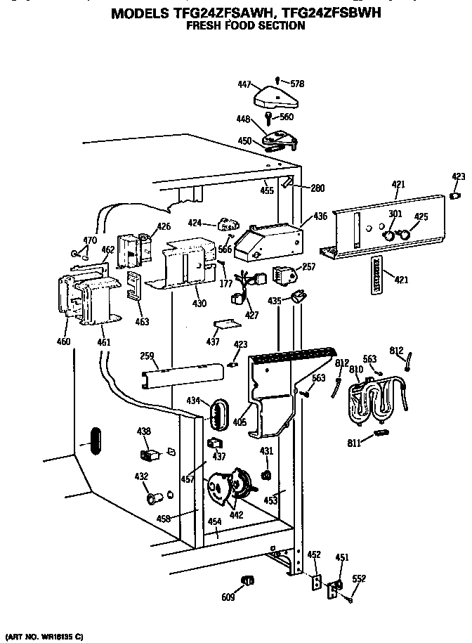 GE TFG24ZFSBWH fresh food section diagram