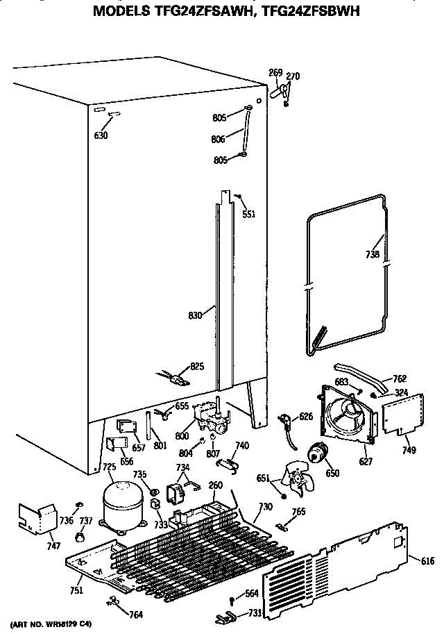GE TFG24ZFSBWH unit diagram