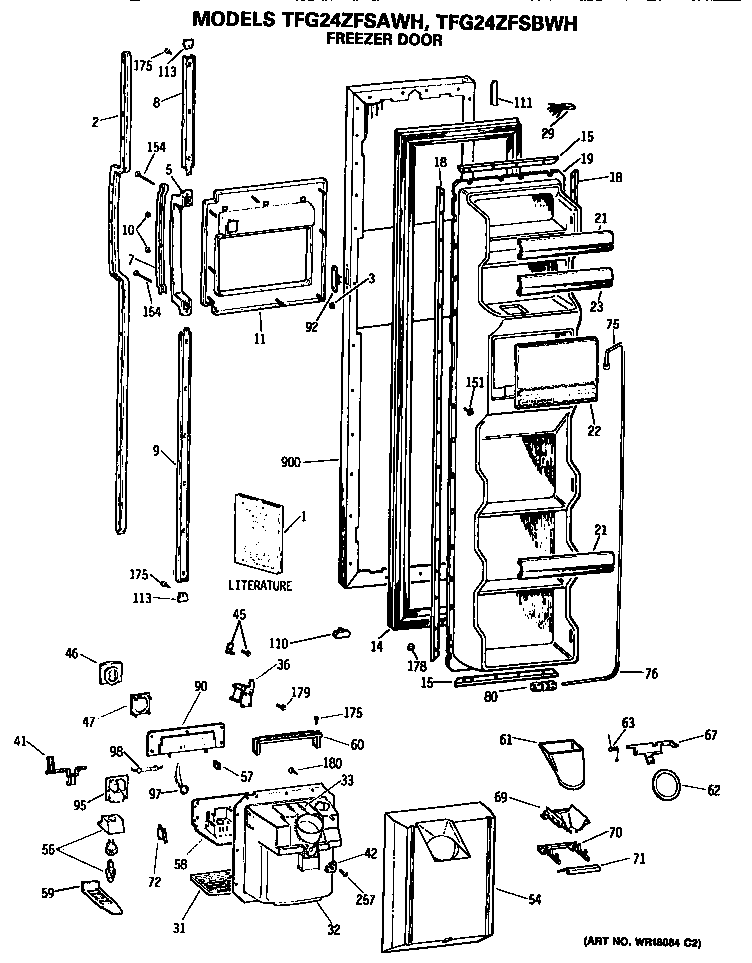 GE TFG24ZFSBWH freezer door diagram