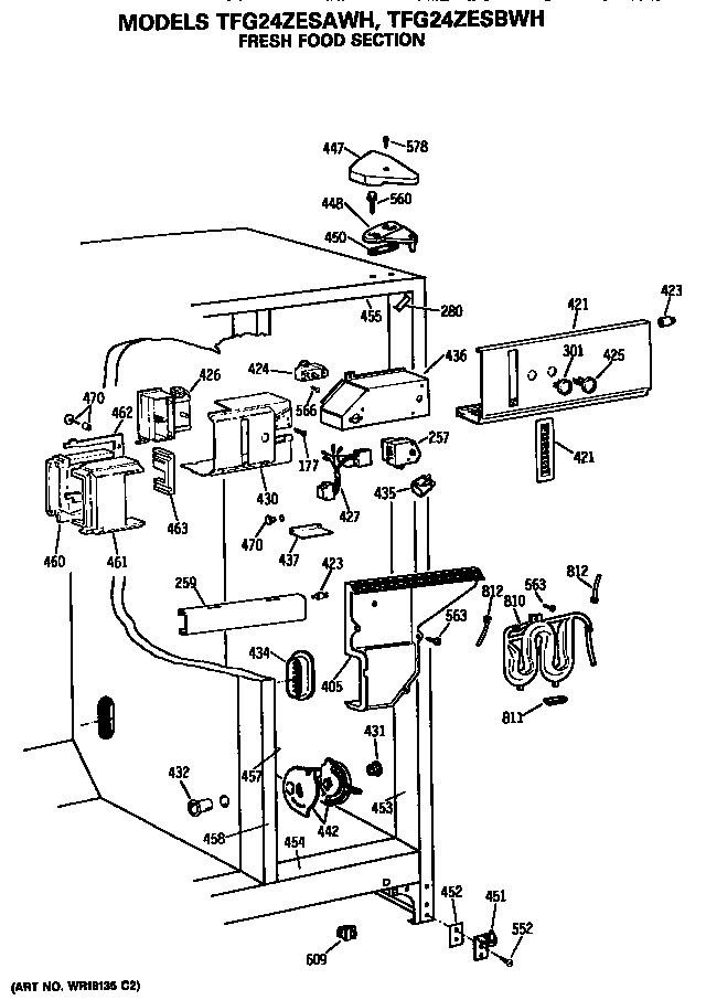 GE TFG24ZESAWH fresh food section diagram