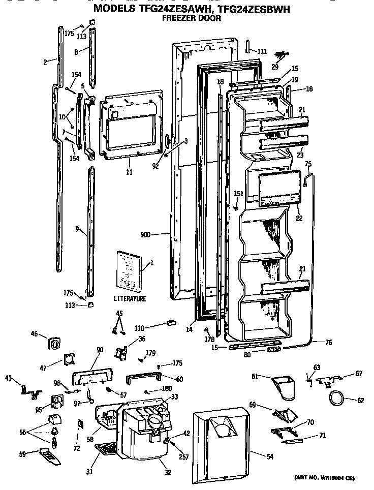 GE TFG24ZESAWH freezer door diagram
