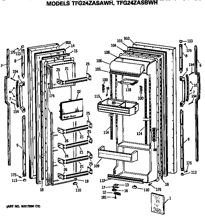 GE TFG24ZASAWH doors diagram