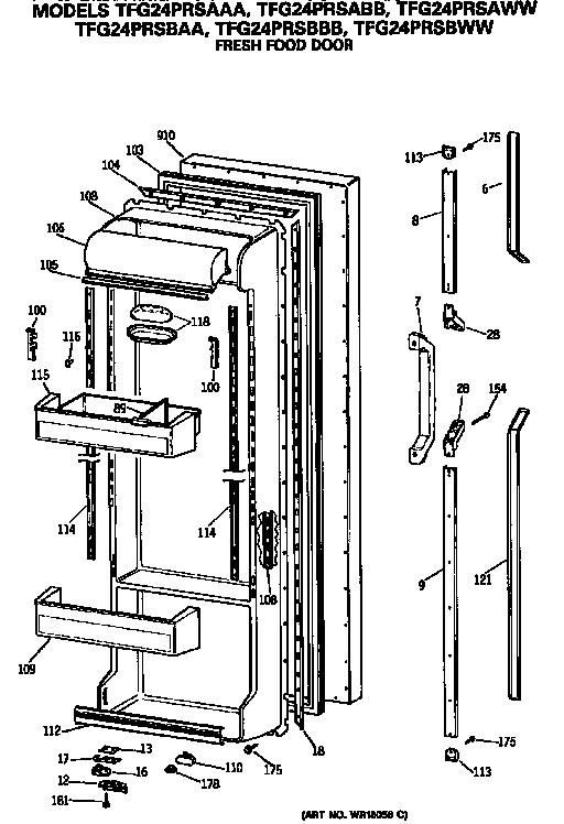 GE TFG24PRSBWW fresh food door diagram