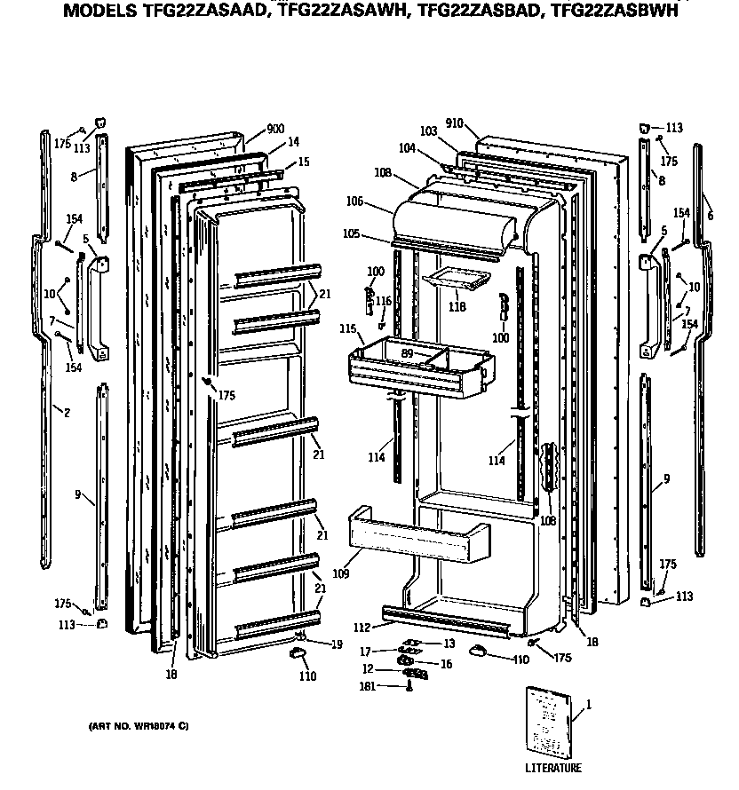GE TFG22ZASBAD doors diagram