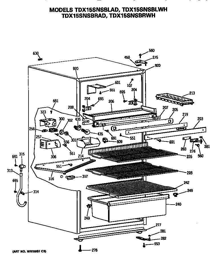 GE TDX15SNSBLAD cabinet diagram