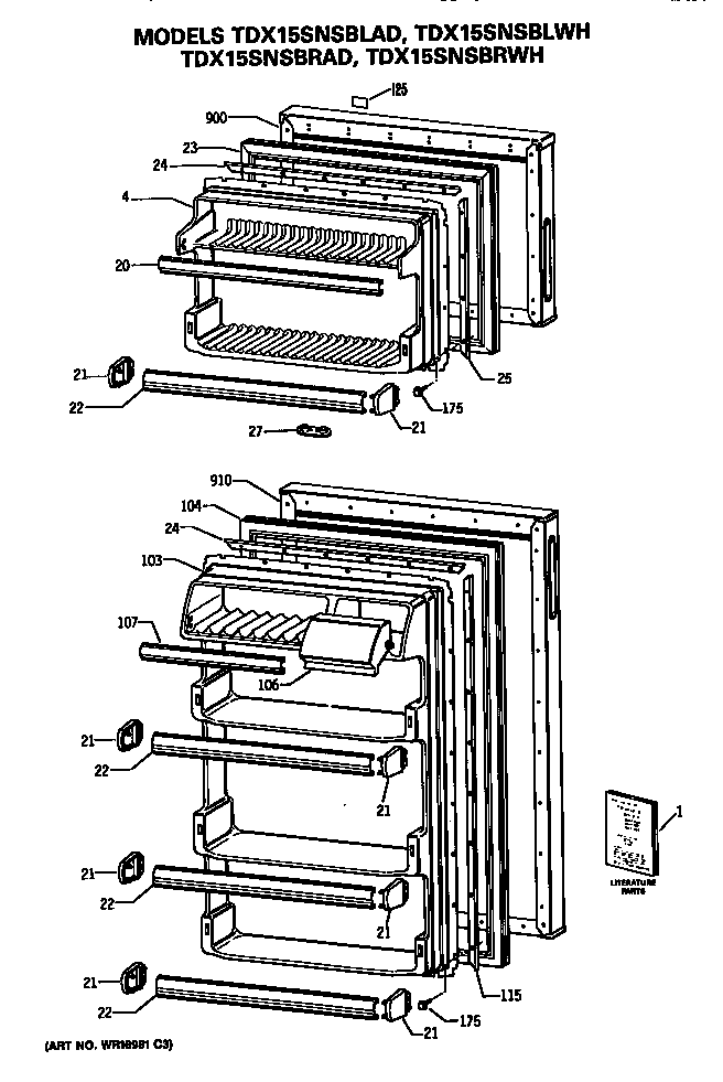 GE TDX15SNSBLAD doors diagram