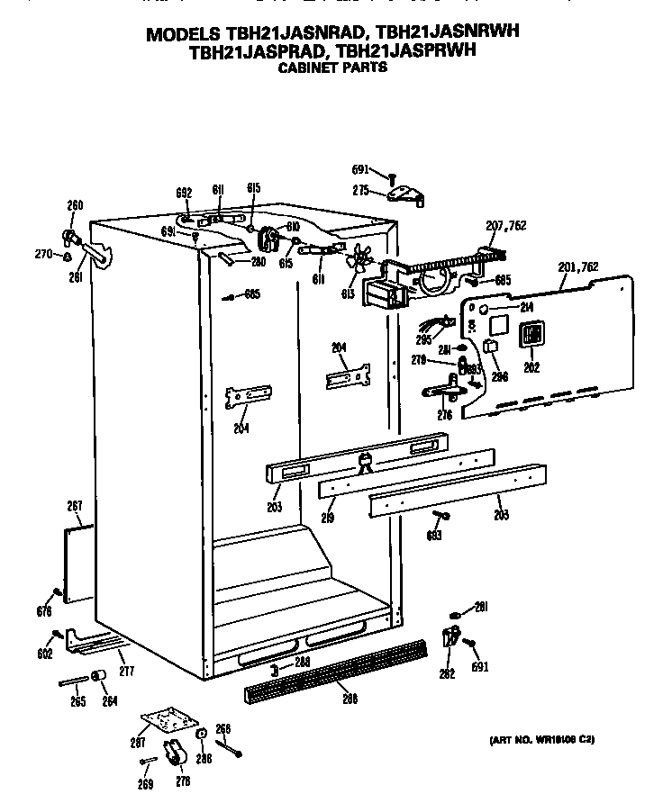GE TBH21JASPRWH cabinet diagram