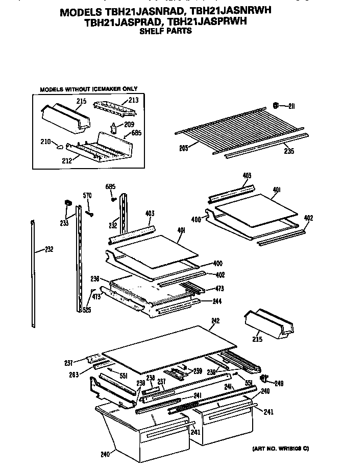 GE TBH21JASPRWH shelfs diagram