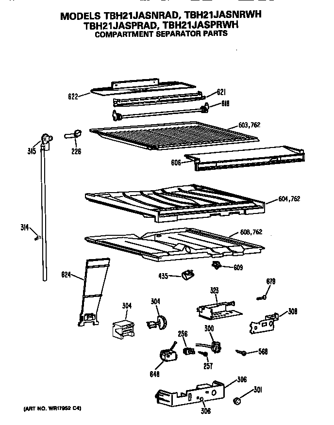 GE TBH21JASPRWH compartment separator diagram
