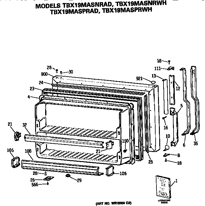 GE TBX19MASPRAD freezer door diagram