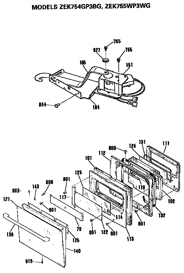 GE ZEK754GP3BG door/latch diagram