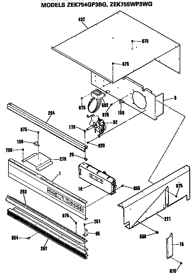 GE ZEK754GP3BG controls diagram