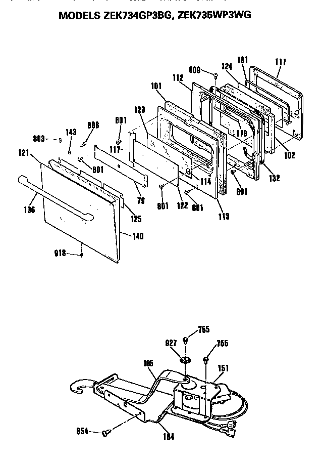 GE ZEK735WP3WG door/latch diagram