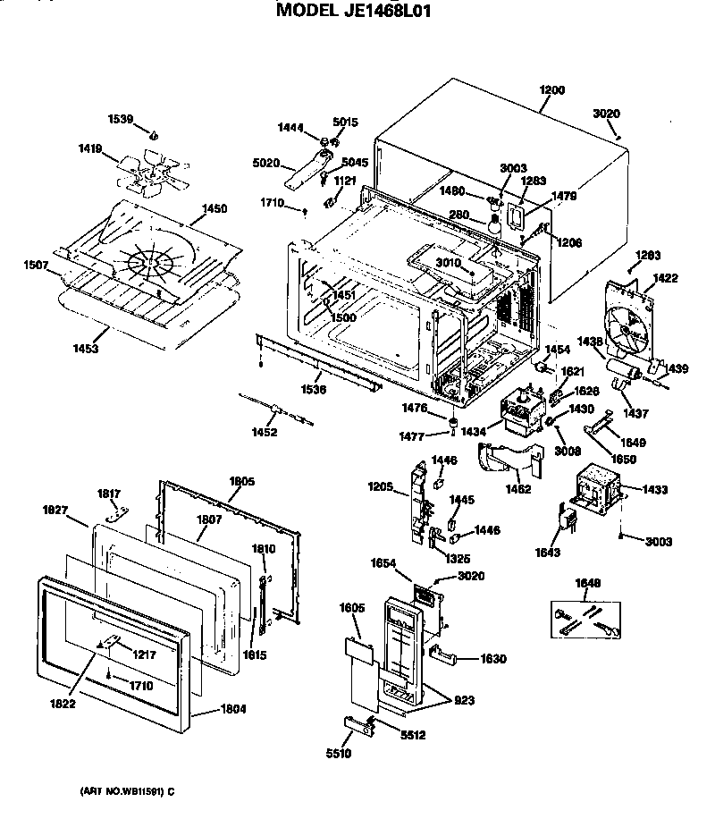 GE JE1468L01 microwave parts diagram