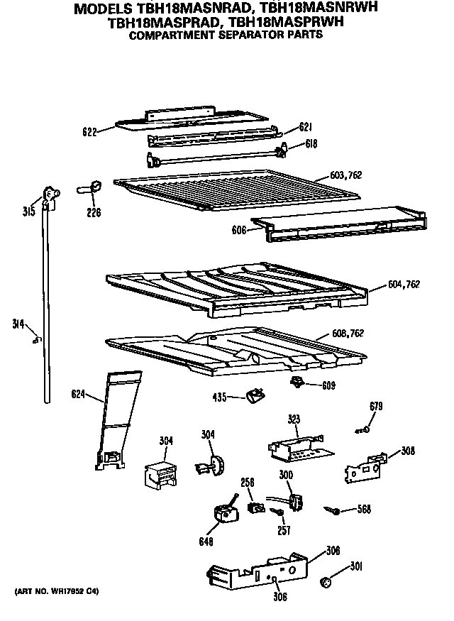 GE TBH18MASPRWH compartment separator diagram