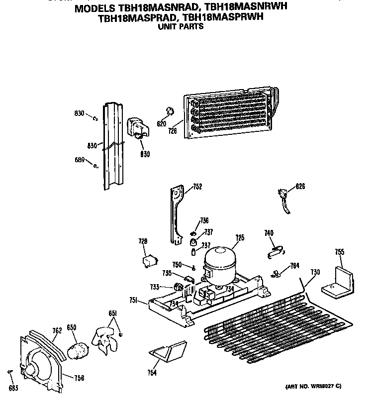 GE TBH18MASPRWH unit diagram