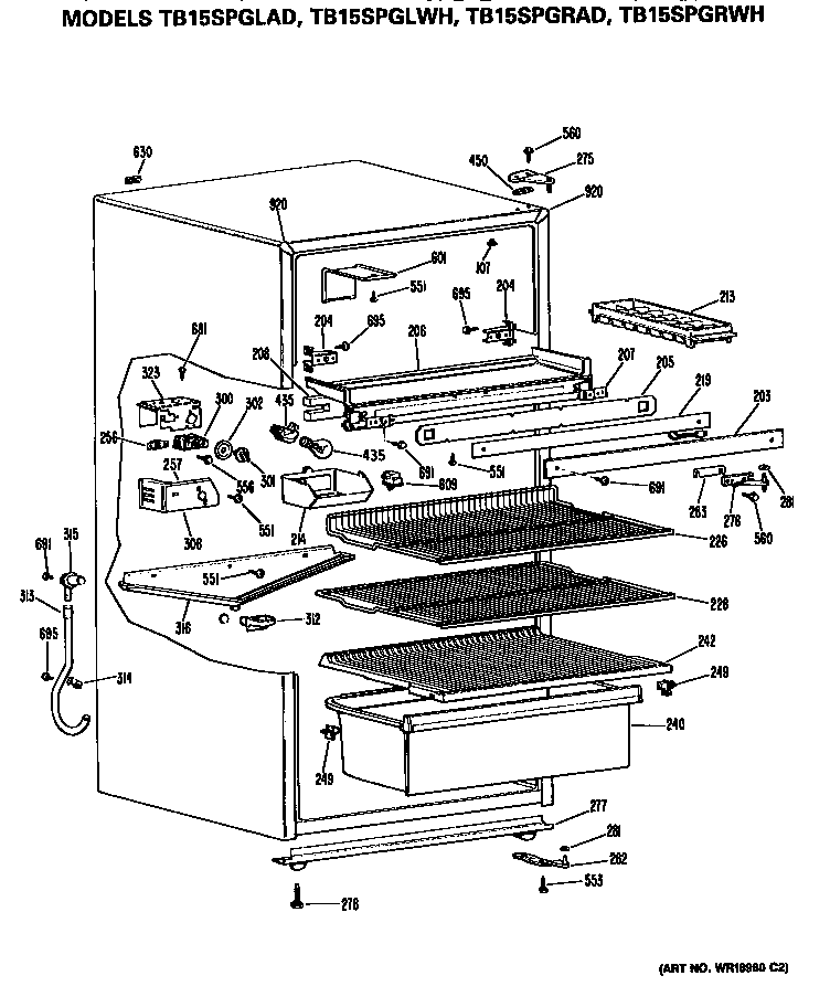 GE TB15SPGRWH cabinet diagram