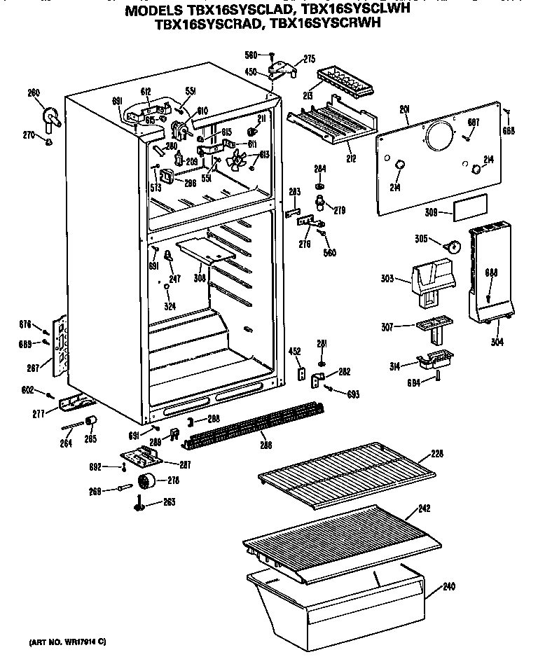 GE TBX16SYSCLAD cabinet diagram