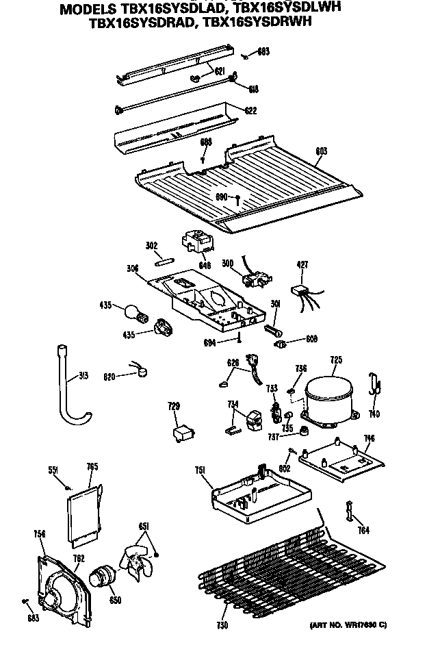 GE TBX16SYSDRWH unit diagram