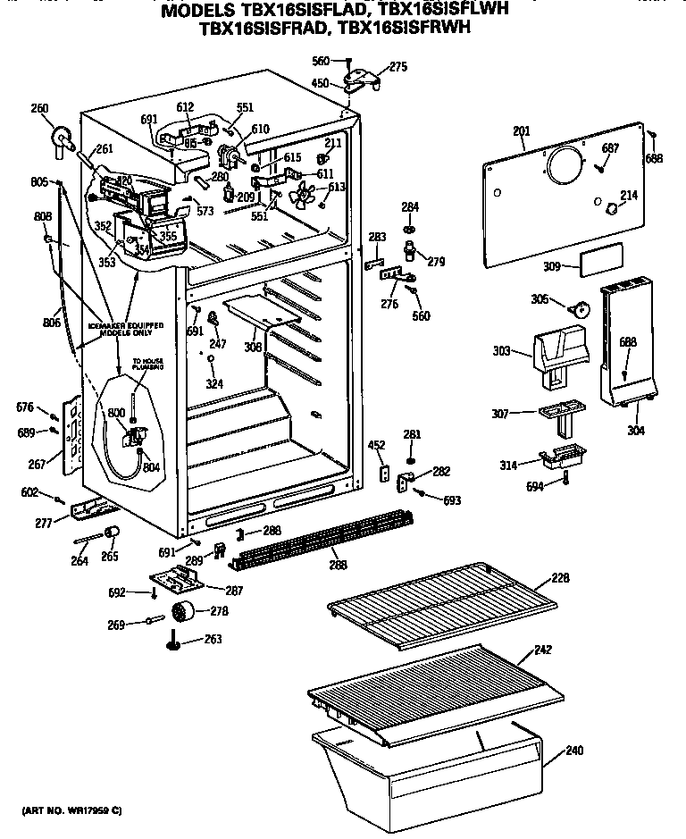 GE TBX16SISFRAD cabinet diagram