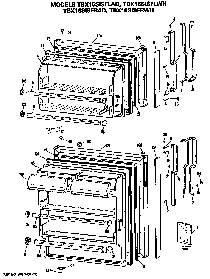 GE TBX16SISFRAD doors diagram