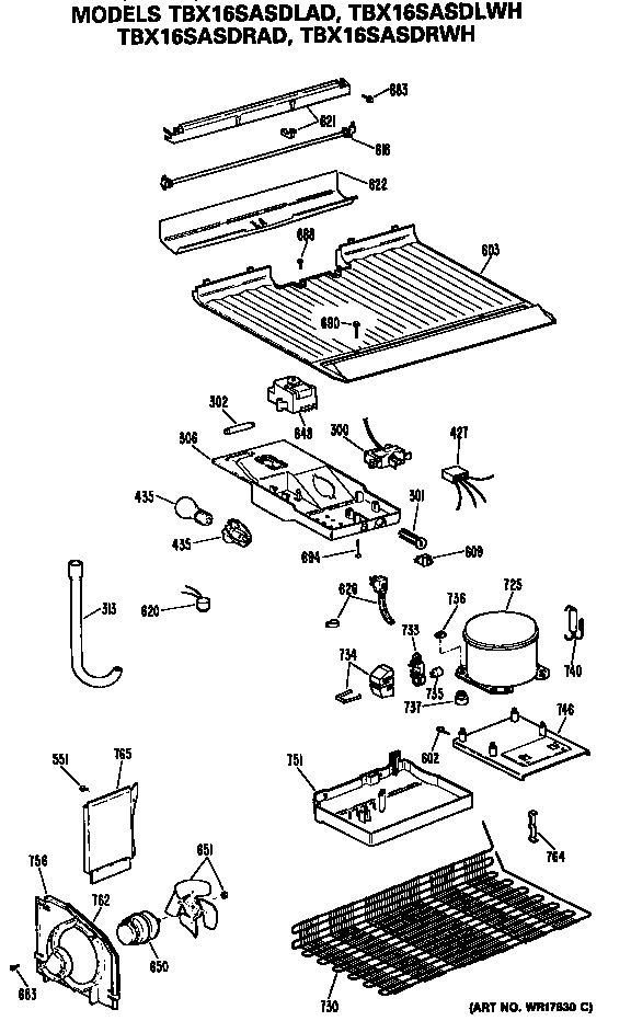 GE TBX16SASDRWH unit diagram