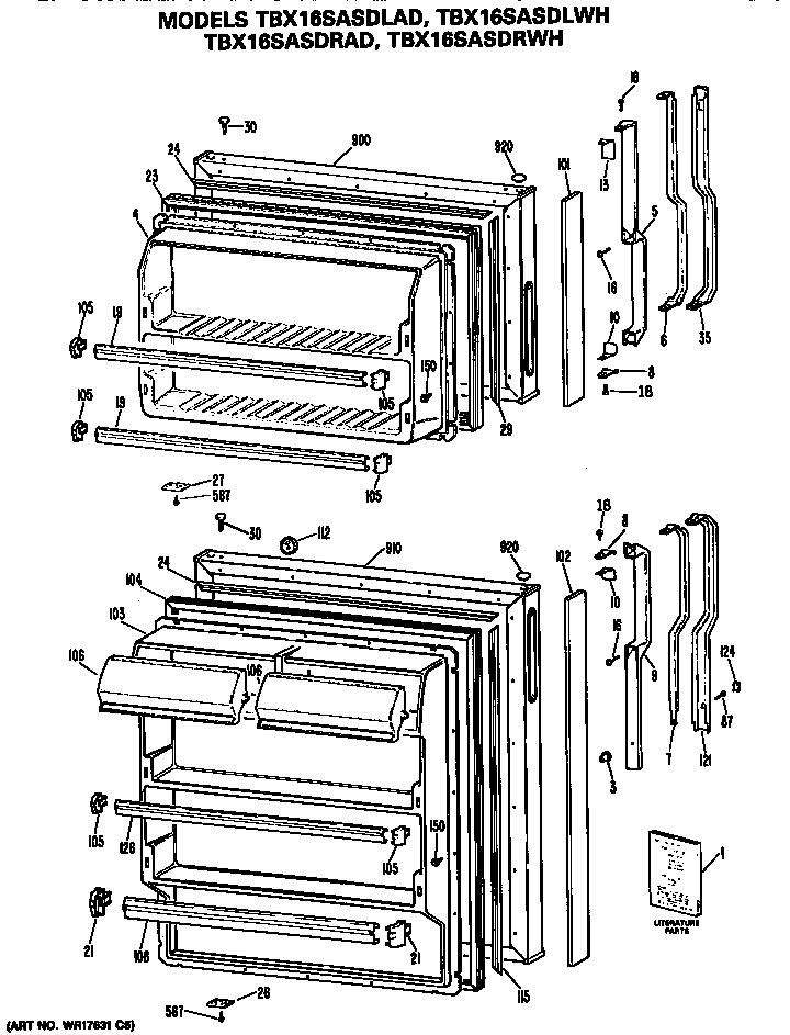 GE TBX16SASDRWH doors diagram