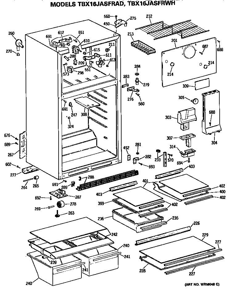 GE TBX16JASFRAD cabinet diagram
