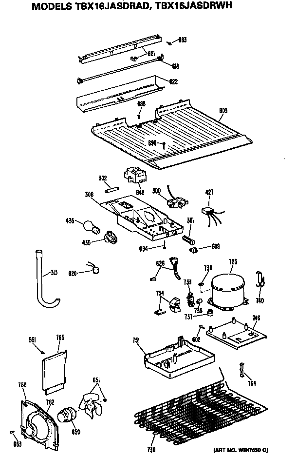 GE TBX16JASDRWH unit diagram