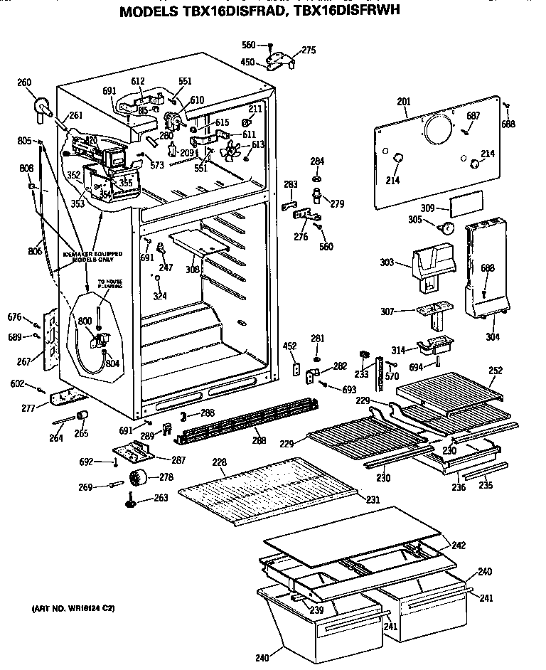 GE TBX16DISFRAD cabinet diagram