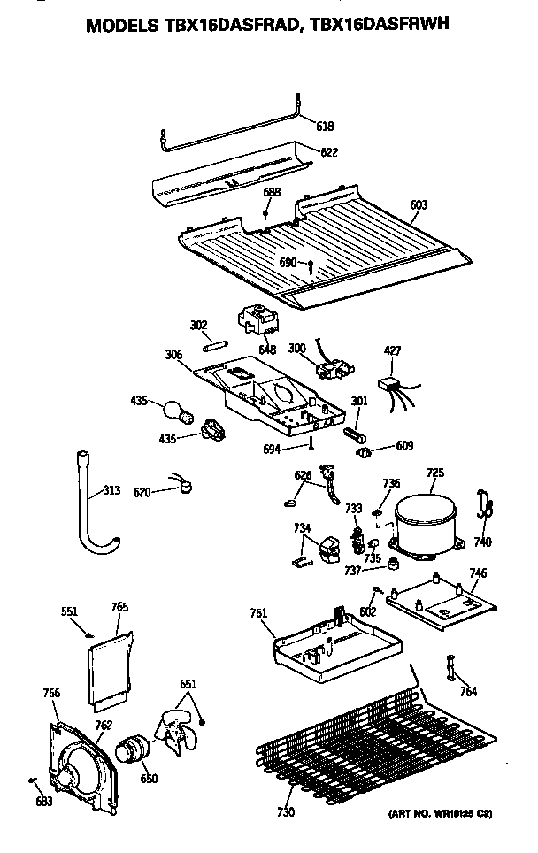 GE TBX16DASFRAD unit diagram