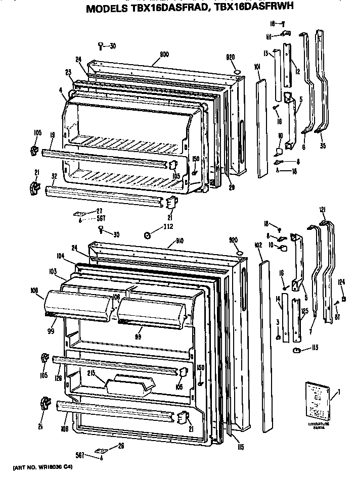 GE TBX16DASFRAD doors diagram