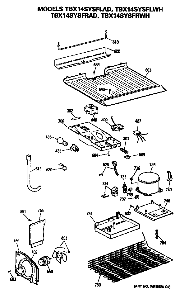 GE TBX14SYSFRWH unit diagram