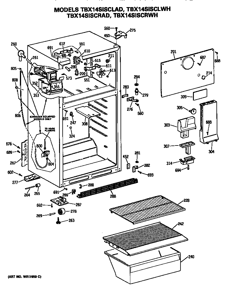 GE TBX14SISCLAD cabinet diagram