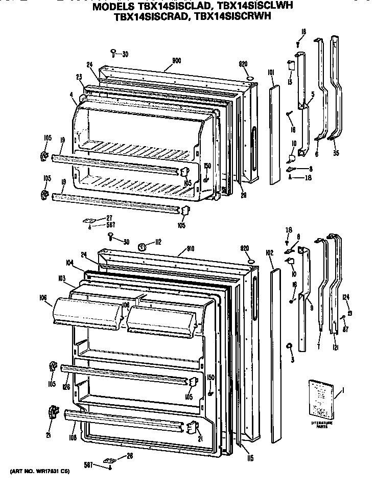 GE TBX14SISCLAD doors diagram
