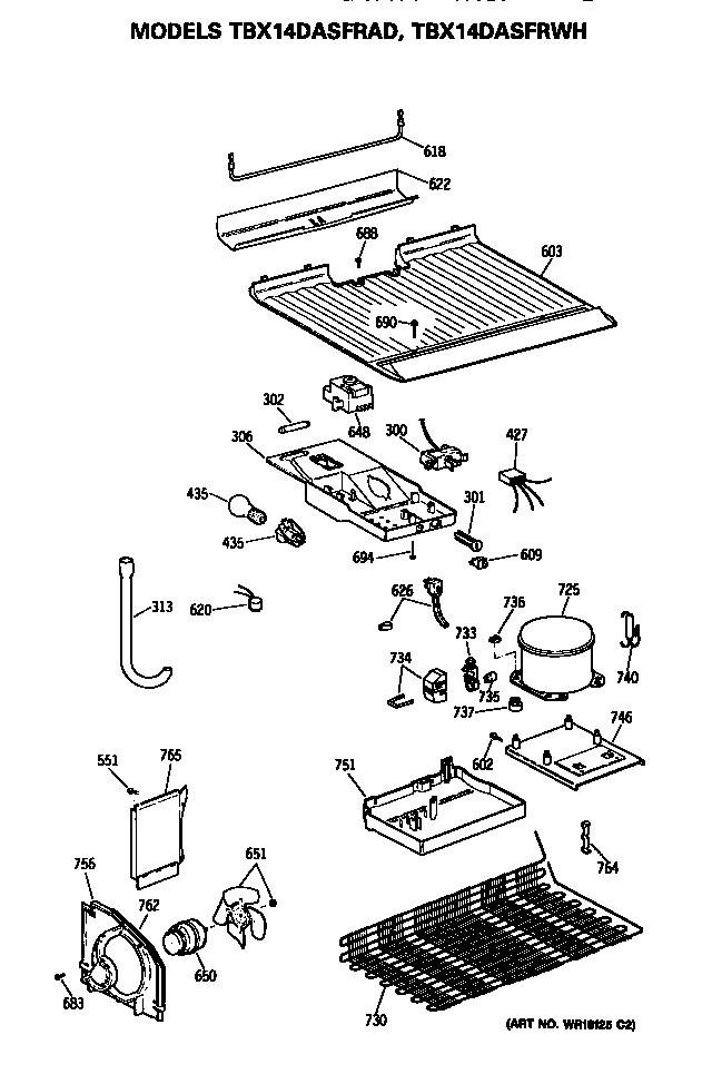 GE TBX14DASFRWH unit diagram