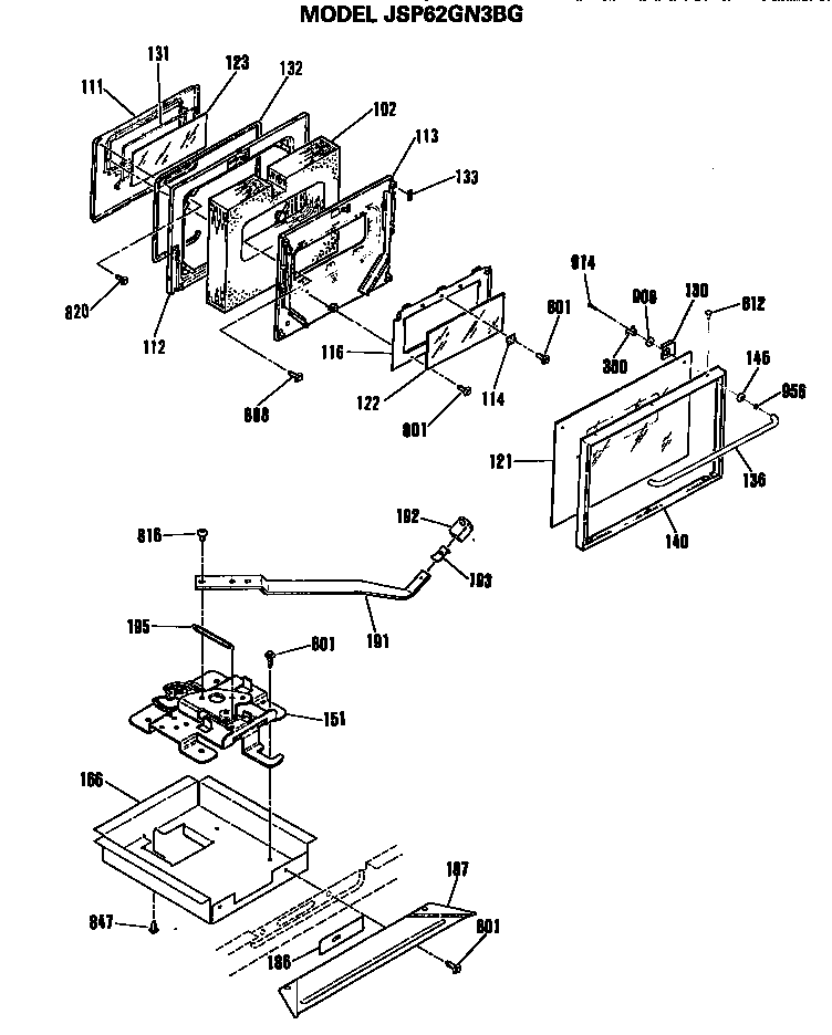 GE JSP62GN3BG door/latch diagram