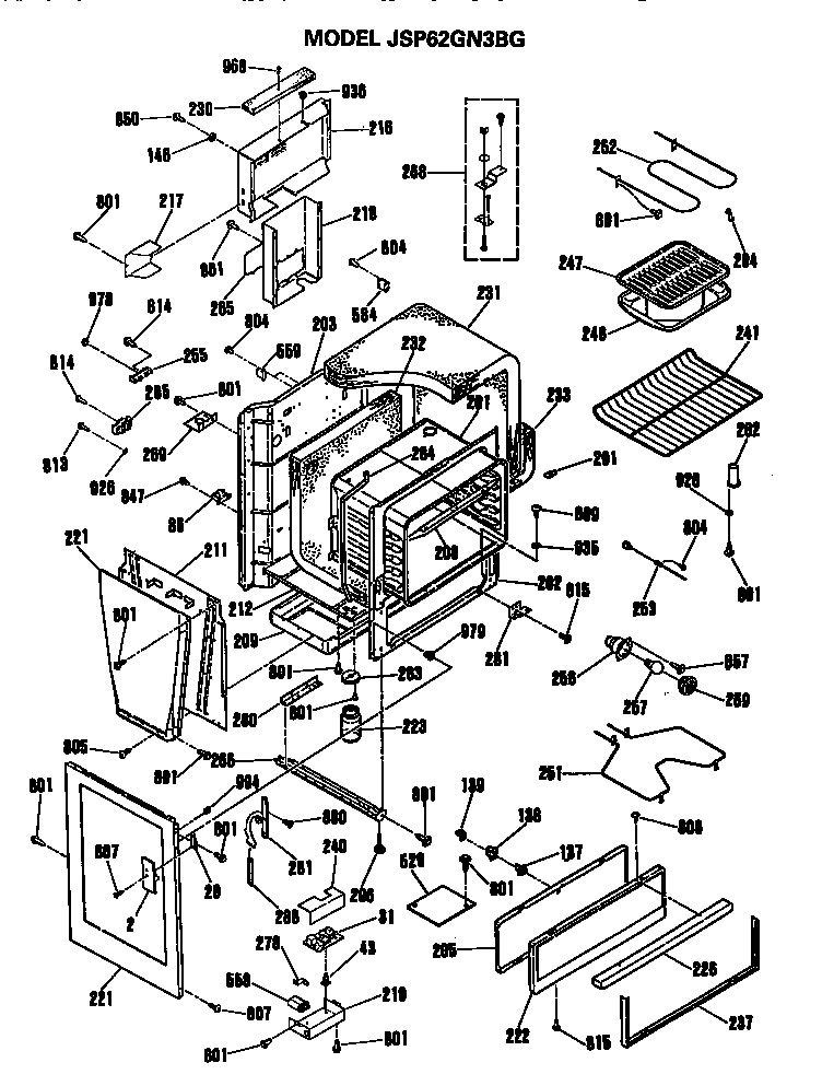 GE JSP62GN3BG main body diagram