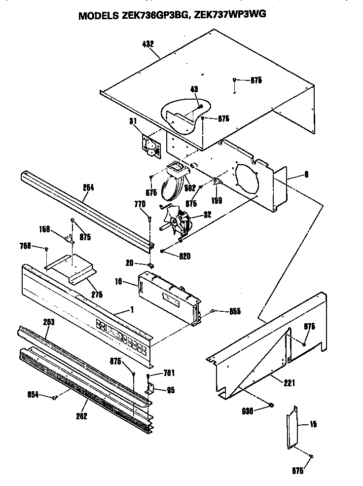 GE ZEK736GP3BG controls diagram
