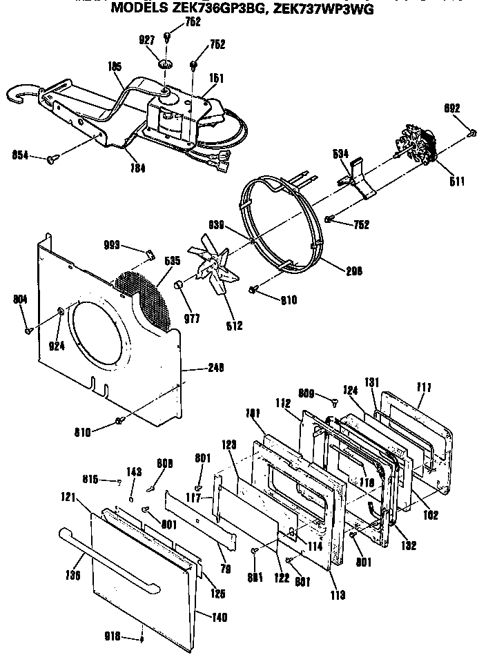 GE ZEK736GP3BG door/latch diagram