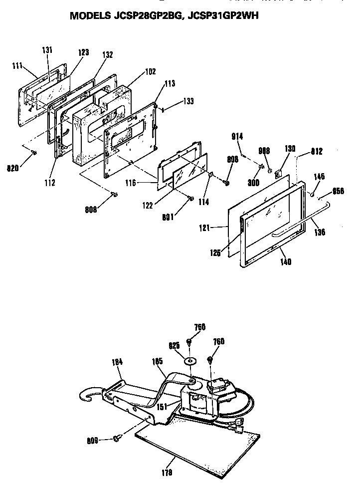 GE JCSP28GP2BG door/latch diagram